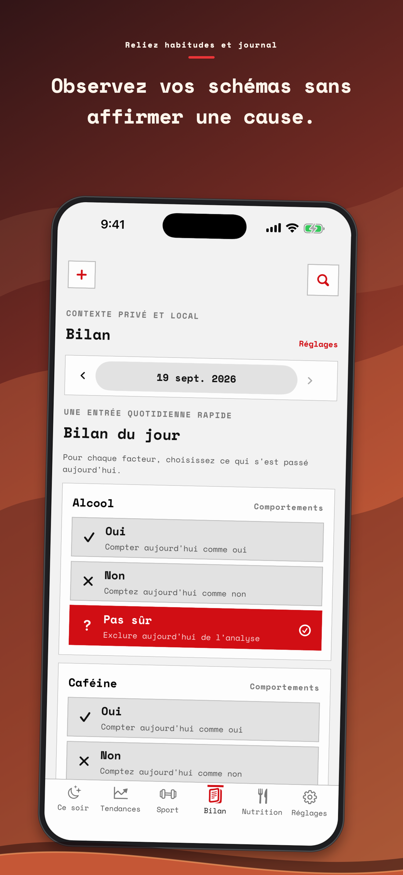 Salus privé Journal et écran d'enregistrement